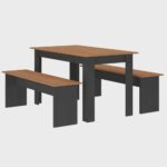 Conjunto Sala de Jantar 1 Mesa 135cm 2 Bancos Primor Cinamomo/Preto Catedral - Imagem 2
