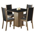 Conjunto Sala de Jantar Madesa Alana Mesa Tampo de Madeira com 4 Cadeiras – Rustic/Preto - Imagem 2