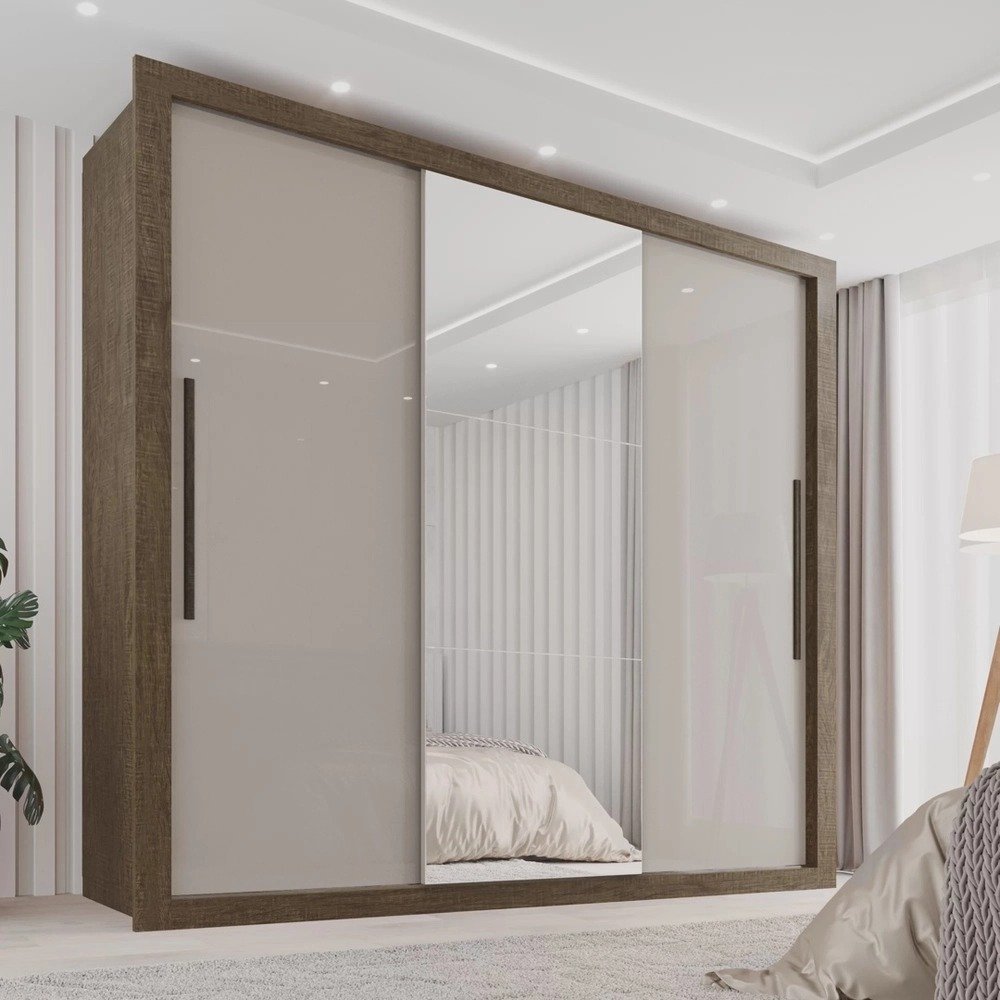 Guarda-Roupa-Casal-3-Portas-com-Espelho-Central-e-4-Gavetas-Costa-Rica.jpeg Guarda-Roupa Casal 3 Portas com Espelho Central e 4 Gavetas Costa Rica - Imagem 1