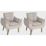 Kit 02 Poltrona Decorativa Opala Suede Bege smf decor