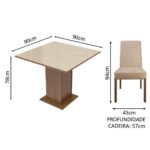 Sala de Jantar Madesa Evelin Mesa Tampo de Vidro com 4 Cadeiras – Rustic/Crema/Imperial - Imagem 3