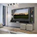 Painel TV 60 c/ Prateleiras de Vidro Nairóbi Multimóveis Grafite - Imagem 2