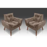 Kit 2 Poltronas Decorativa Opala Para Sala, Salão Escritório Suede – lm decor