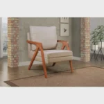 Kit 2 Poltronas Decorativa Braço de Madeira Mona