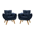 Poltrona Decorativa Opala Suede Azul Marinho - Imagem 3
