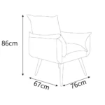 Poltrona Decorativa Opala Suede Azul Marinho - Imagem 2