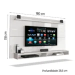 Painel Para TV Até 65 Polegadas Com Prateleira 1,80m Max Branco - Imagem 4