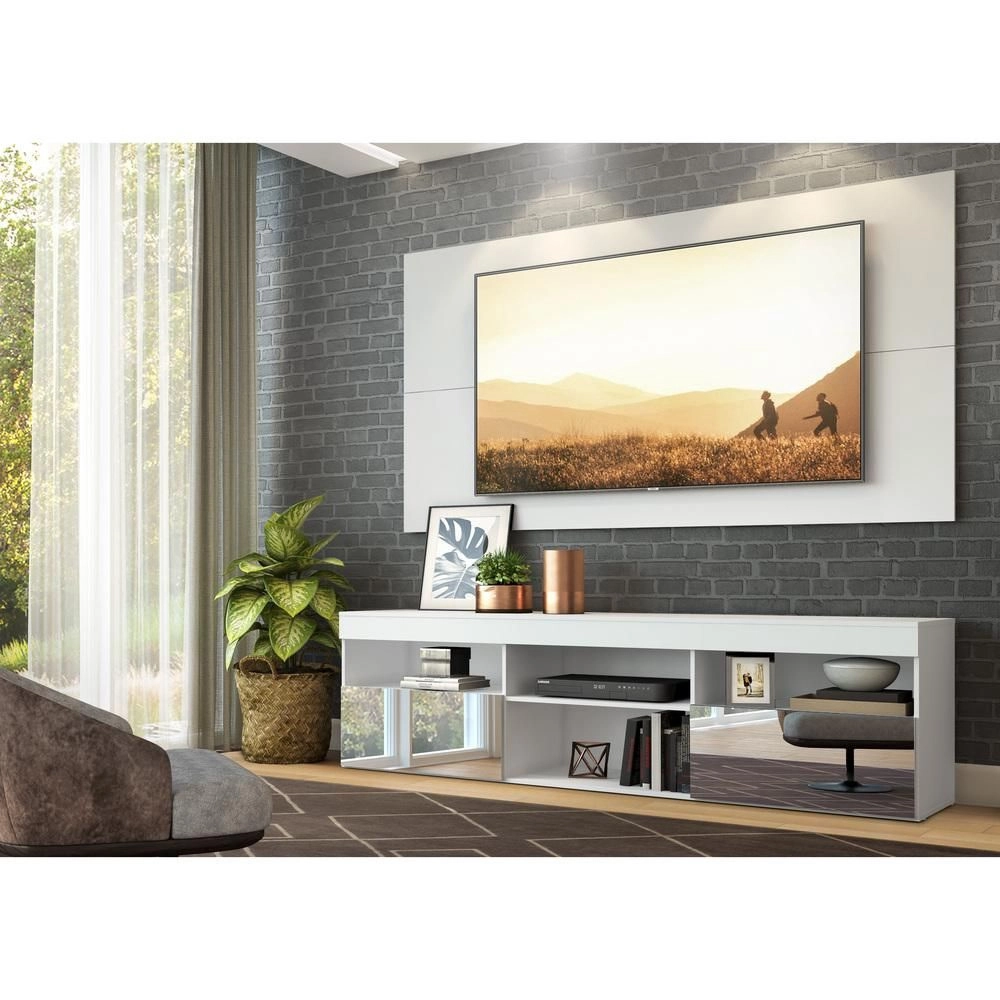 5930600854_2-23.webp Rack com Painel p/tv até 65 e Espelho Flórida Multimóveis Branco - Imagem 1