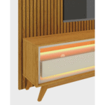 Rack com Painel Requinte Retrô 2.2 Ripado 3D com Led Requinte Naturale com Off White – Gelius Móveis - Imagem 3