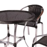 Kit 4 Cadeiras De Alumínio E Mesa Com Borda Pinheiro Artesanal preto - Imagem 5