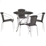 Kit 4 Cadeiras De Alumínio E Mesa Com Borda Pinheiro Artesanal preto - Imagem 2