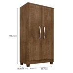 Guarda Roupa Casal Modena com Cômoda Cannes 5 Gavetas e Armário Multiuso Recife Malbec – Incorplac - Imagem 3