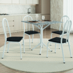 Conjunto Sala De Jantar Mesa Thais Com 4 Cadeiras Diva 0,70m Granito Branco/Preto Artefamol - Imagem 6