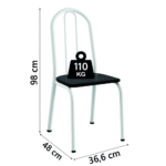 Conjunto Sala De Jantar Mesa Thais Com 4 Cadeiras Diva 0,70m Granito Branco/Preto Artefamol - Imagem 4