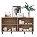 Aparador Buffet 4 Portas c/ Pés Retrô Veneza Multimóveis Rustic/Preto - Imagem 4