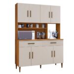 Armario De Cozinha 8 Portas 2 Gavetas Fortaleza Kaiki Moveis NatureOff White