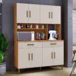 Armario De Cozinha 8 Portas 2 Gavetas Fortaleza Kaiki Moveis NatureOff White - Imagem 4