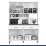 Armario De Cozinha 8 Portas 2 Gavetas Fortaleza Kaiki Moveis NatureOff White - Imagem 2