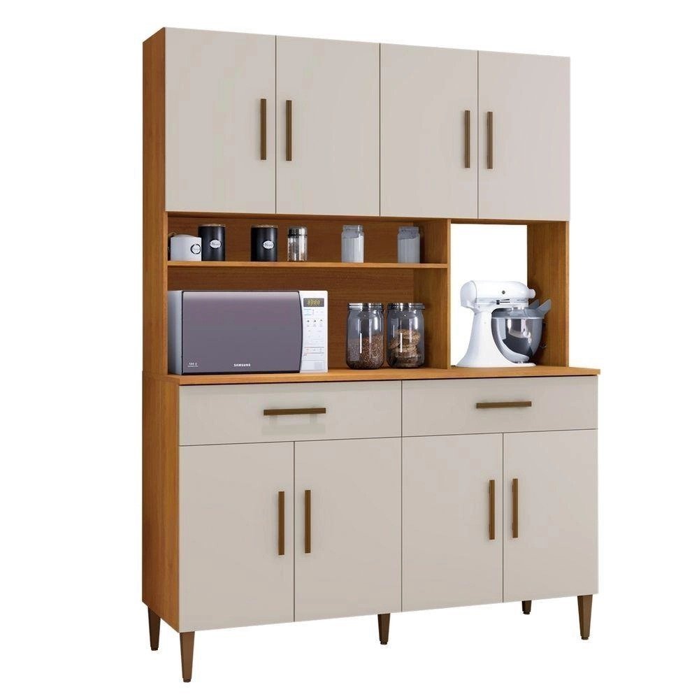 Armario-De-Cozinha-8-Portas-2-Gavetas-Fortaleza-Kaiki-Moveis-NatureOff-White.jpeg Armario De Cozinha 8 Portas 2 Gavetas Fortaleza Kaiki Moveis NatureOff White - Imagem 1