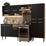 Armário de Cozinha Compacta RusticPreto Emilly Pop Madesa xa