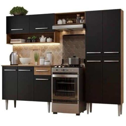 Armário de Cozinha Compacta RusticPreto Emilly Pop Madesa xa