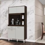 Armário para Cozinha Kit Duda 90 cm Chocolate Off White – Poquema - Imagem 2