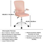 Cadeira De Escritório Mônaco Base Giratória – Rosa - Imagem 5