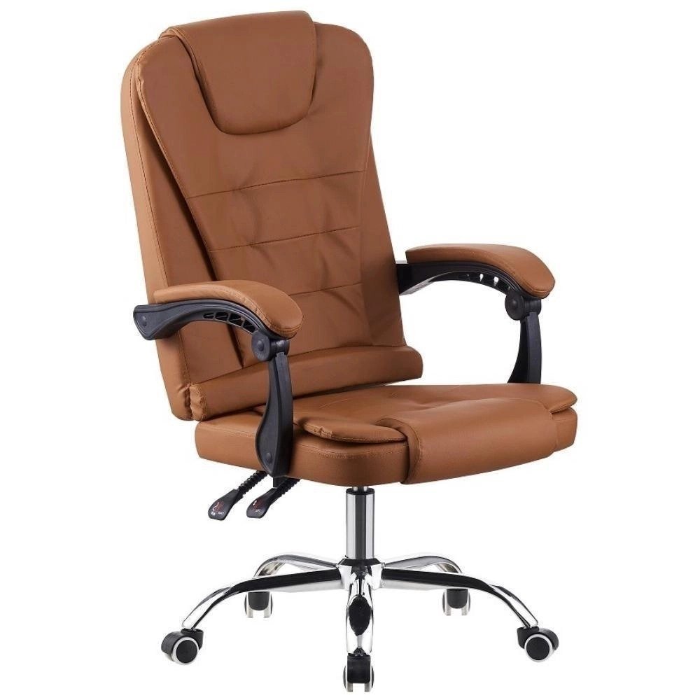 Cadeira-de-Escritorio-Presidente-Base-Cromada-com-Rodinha-Fortt-Marselha-Marrom-CPF03-M.jpeg Cadeira de Escritório Presidente Base Cromada com Rodinha Fortt Marselha Marrom – CPF03-M - Imagem 1