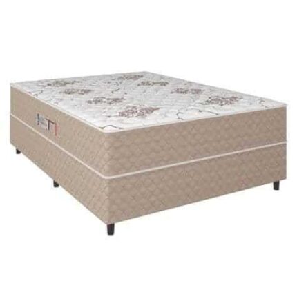 Cama Box Casal Conjugada Ortopédico Alpha Espuma 138x188x52cm Bege  Branco Hellen