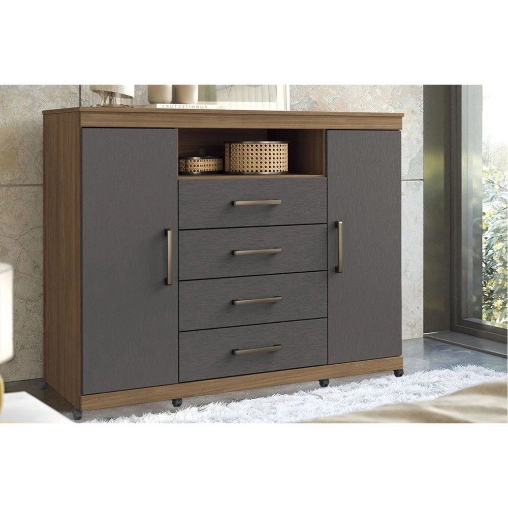 Comoda-Casal-Master-c-2-Portas-1-Nicho-e-4-Gavetas-c-Rodizio-JatobaGrafite-Santos-Andira.jpeg Cômoda Casal Master c 2 Portas 1 Nicho e 4 Gavetas c Rodízio JatobáGrafite – Santos Andirá - Imagem 1