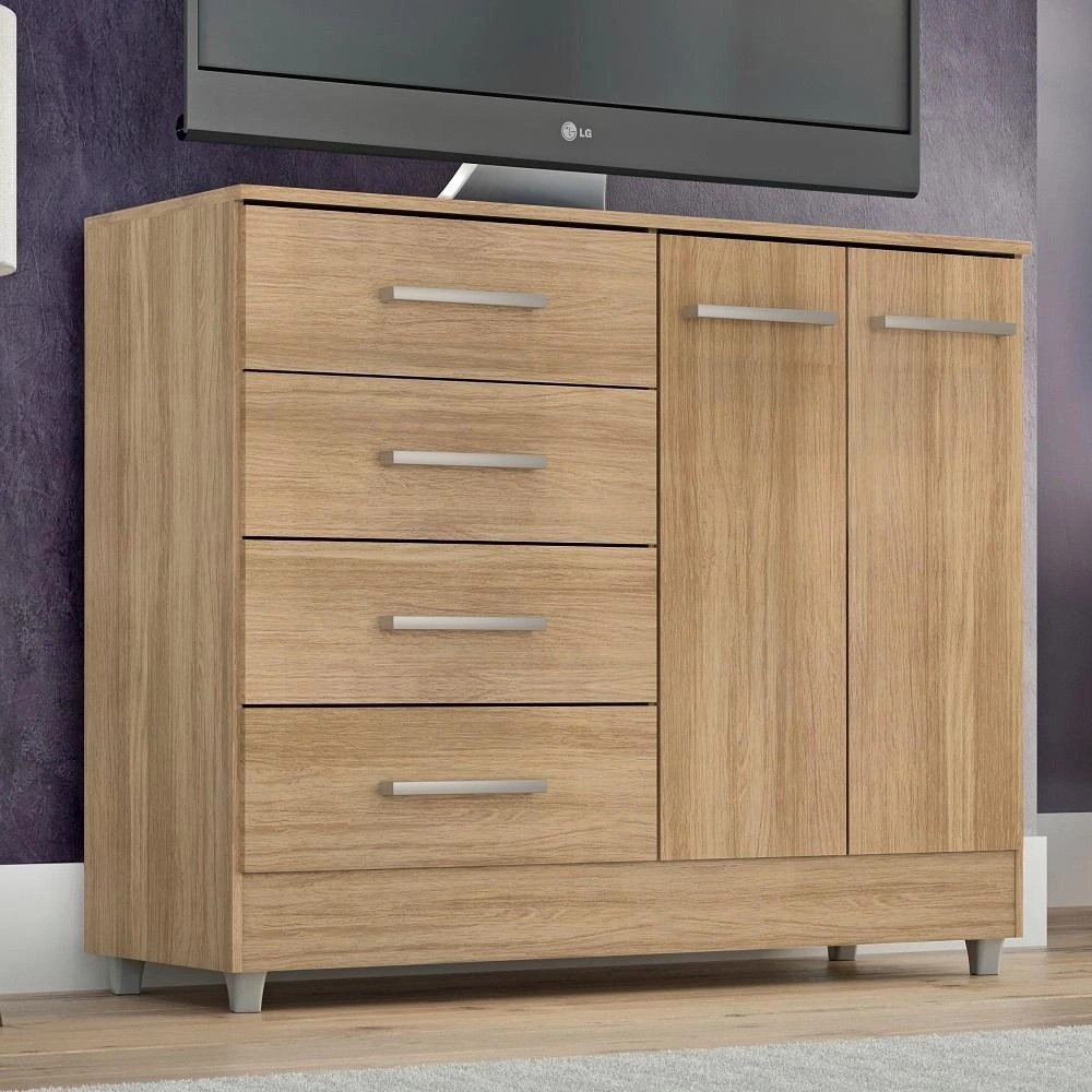 Comoda-Gisele-4-Gavs-2-Portas-Teka-Madrid.jpeg Comoda Gisele 4 Gavs 2 Portas Teka Madrid - Imagem 1