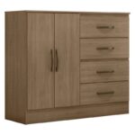 Comoda Lite 4 Gavetas 2 Portas Carvalho Oak – Móveis Leão