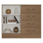 Comoda Lite 4 Gavetas 2 Portas Carvalho Oak – Móveis Leão - Imagem 3