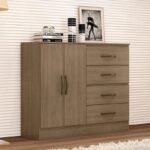 Comoda Lite 4 Gavetas 2 Portas Carvalho Oak – Móveis Leão - Imagem 2