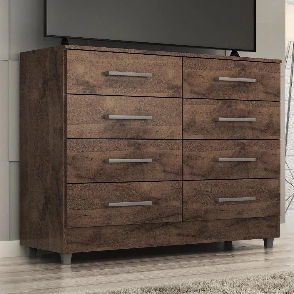 Comoda-Raissa-8-Gav-Chocolate.jpeg Comoda Raissa 8 Gav Chocolate - Imagem 1