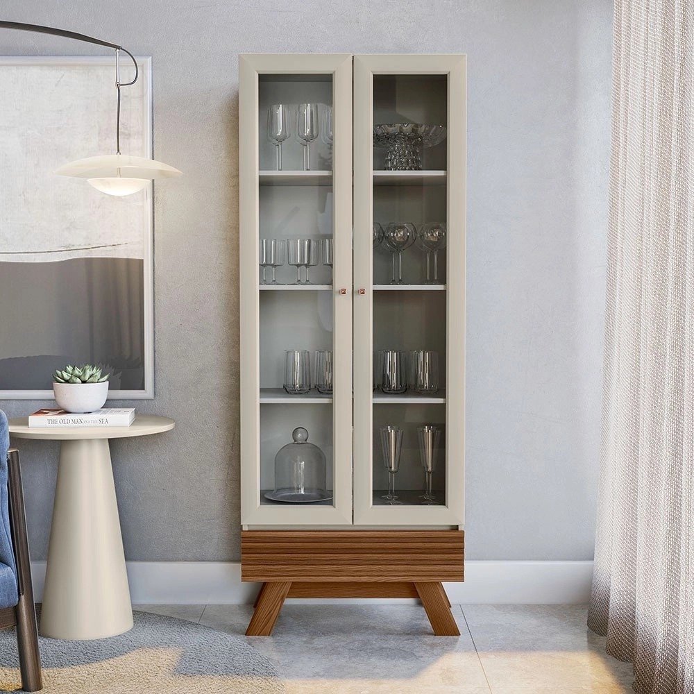 Cristaleira-Retro-2-Portas-Marsala-Linea-Brasil.jpeg Cristaleira Retrô 2 Portas Marsala Linea Brasil - Imagem 1