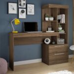 Escrivaninha com Estante Office com 2 Gavetas 6 Prateleiras para Escritorio Nogal Trend - Imagem 2