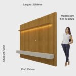 Estante Home Ripada para TV até 85 Polegadas com LED 3 Gavetas Nobre Clean - Imagem 4