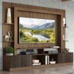 Estante Home Theater Moscou Multimóveis para TV 65 com porta de correr para Sala de Estar