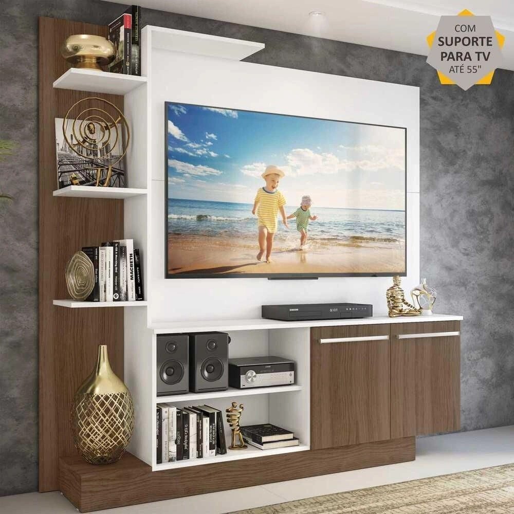 Estante-Home-Theater-com-Suporte-ptv-ate-55-Denver-Multimoveis-BrancoMadeirado.jpeg Estante Home Theater com Suporte ptv até 55” Denver Multimóveis BrancoMadeirado - Imagem 1