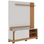 Estante Painel Para Tv 65 Pol Madrid C05 Off White Matte Freijó Mpozenato