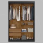 Guarda-Roupa Solteiro 2 Portas de Correr 2 Gavetas e Espelho Peônia Yescasa - Imagem 2