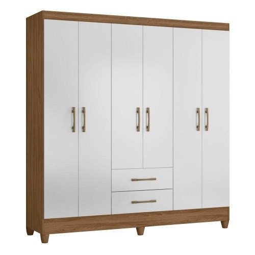 Guarda-Roupas-Casal-com-6-Portas-Panama-Nature-Branco-1.jpeg Guarda Roupas Casal com 6 Portas Panamá Nature / Branco - Imagem 1