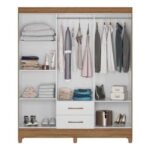 Guarda Roupas Casal com 6 Portas Panamá Nature / Branco - Imagem 2
