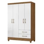Guarda Roupas Solteiro com 4 Portas Chile Nature  Branco