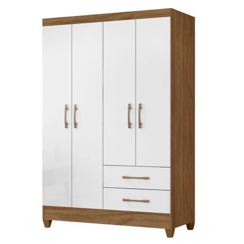 Guarda-Roupas-Solteiro-com-4-Portas-Chile-Nature-Branco-1.jpeg Guarda Roupas Solteiro com 4 Portas Chile Nature Branco - Imagem 1