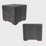 Kit 2 Puffs Cuba Decorativo Suede Cinza – Navega Móveis