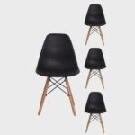Kit 4 Cadeiras Eiffel Sala Jantar Cozinha Escritório Charles Eames Preta
