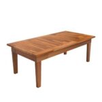 Mesa de Centro Ripada 80cm x 40cm Madeira Rústica – Castanho – Ofertamo