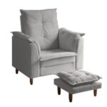 Poltrona De Amamentação Com Puff Isabella Bellamado Cor bege